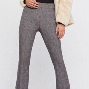 Free People Subtle Houndstooth And Plaid High Rise Cropped Trousers sIZE 2